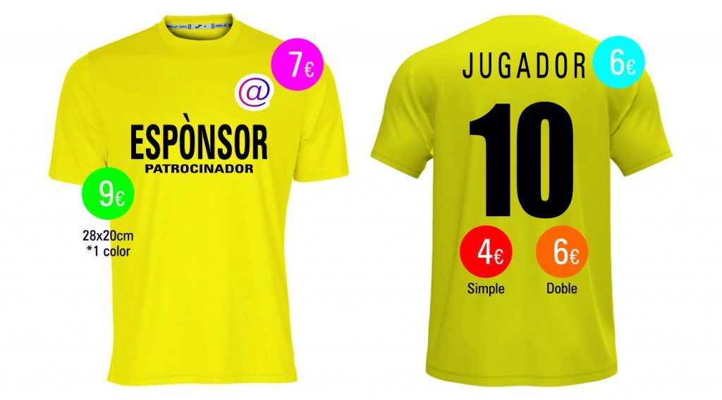Equipación de fútbol personalizada con dorsales y colores definidos