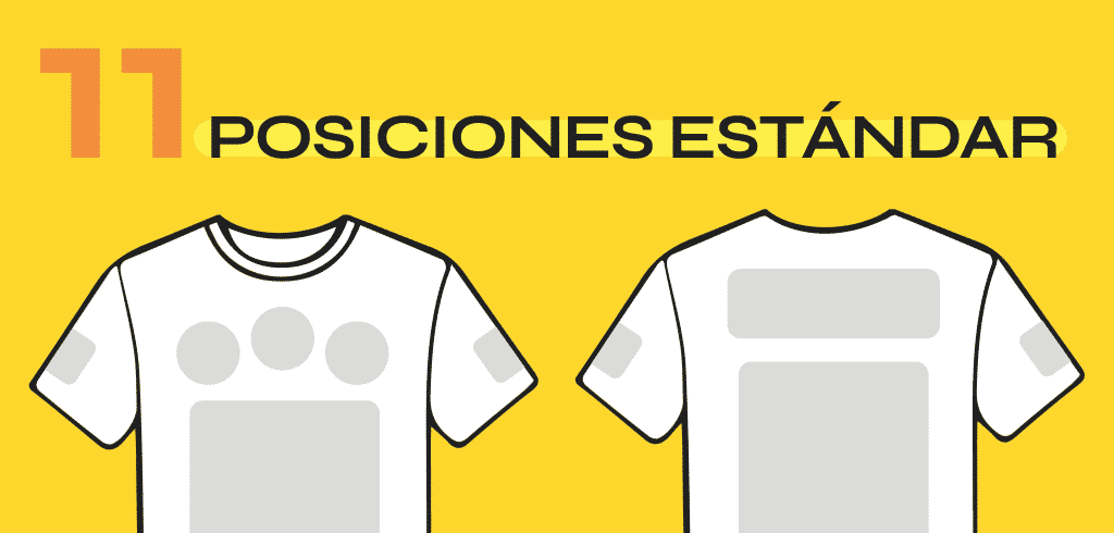 Guía visual de posiciones estándar para estampado textil