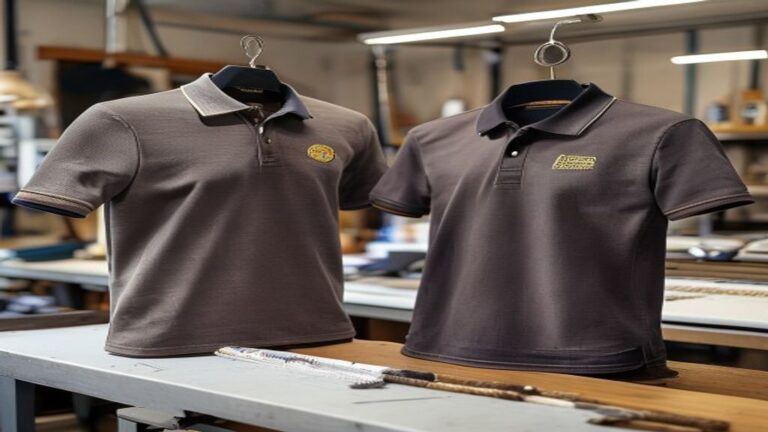 Prendas de ropa laboral con ejemplo visual de bordado y serigrafía