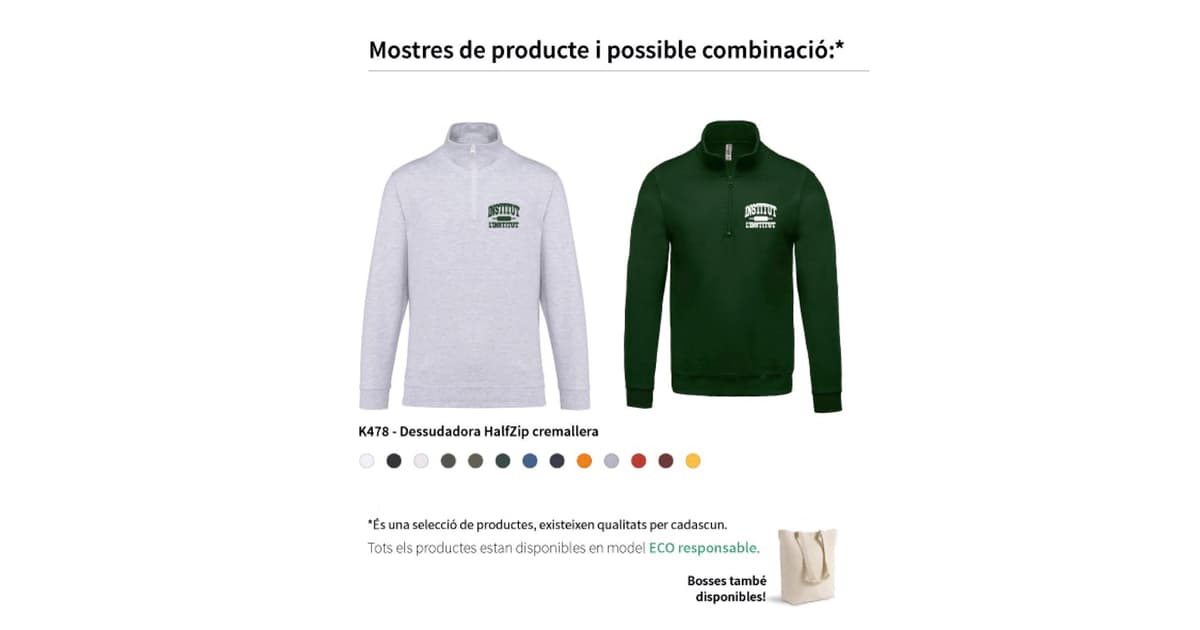 Sudadera media cremallera instituto