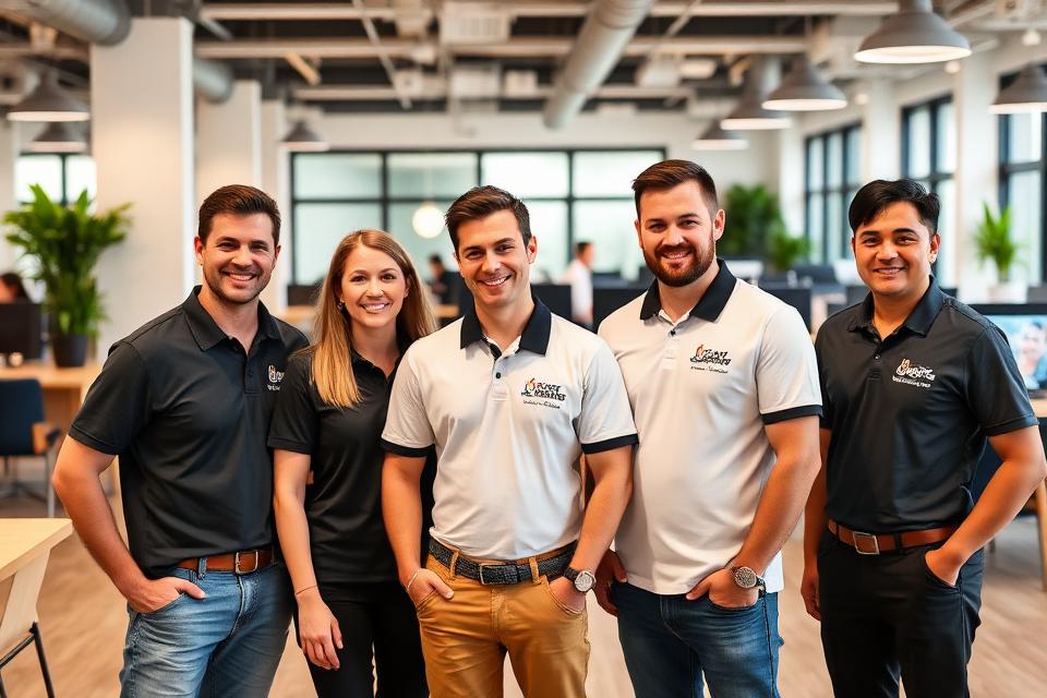 Equipo de empresa con uniformes personalizados